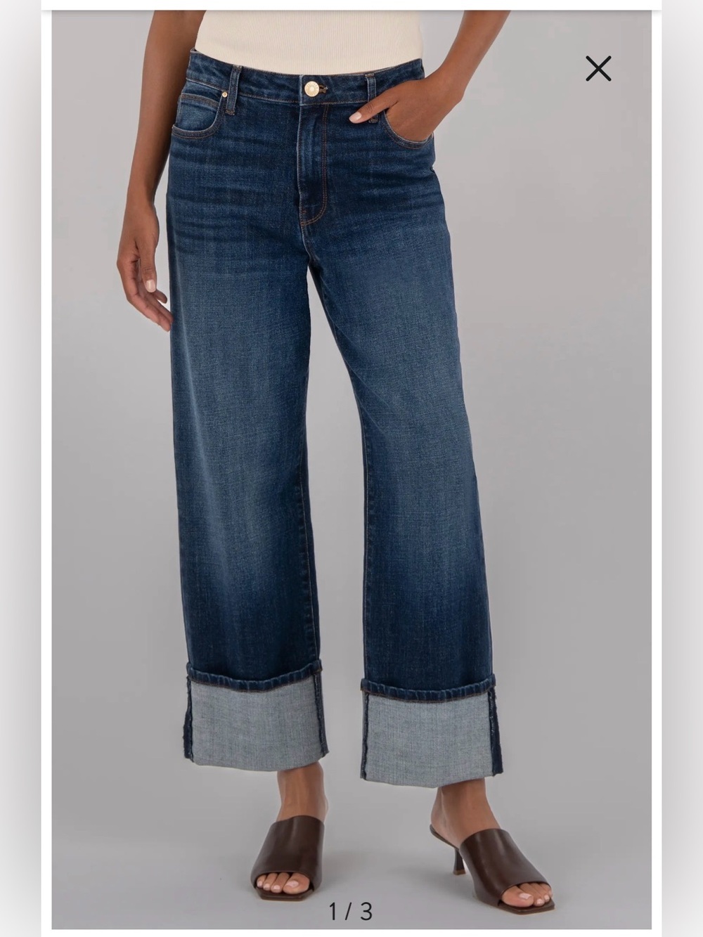Kut from the Kloth Wide Leg Cuffed Jeans Size 4